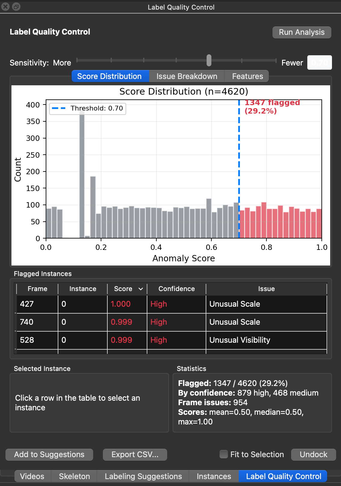 Label QC panel after running analysis