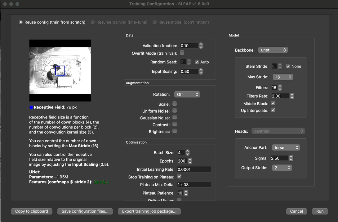 Training a model - SLEAP Documentation